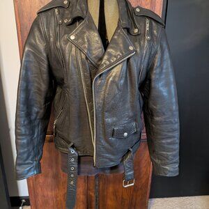 First Manufacturing Black Leather Motorcycle Jacket